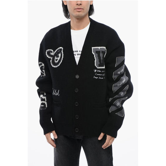 Off-White Wool Blend VARSITY Cardigan