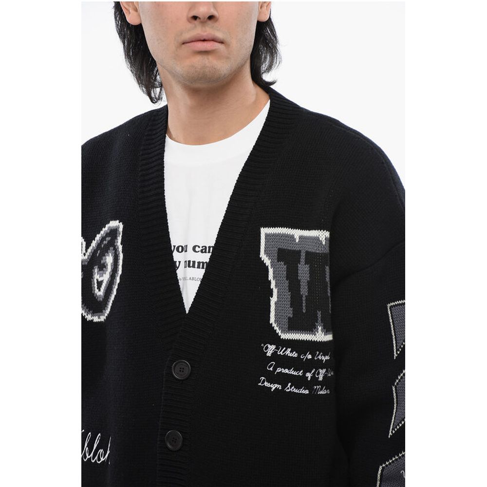 Off-White Wool Blend VARSITY Cardigan