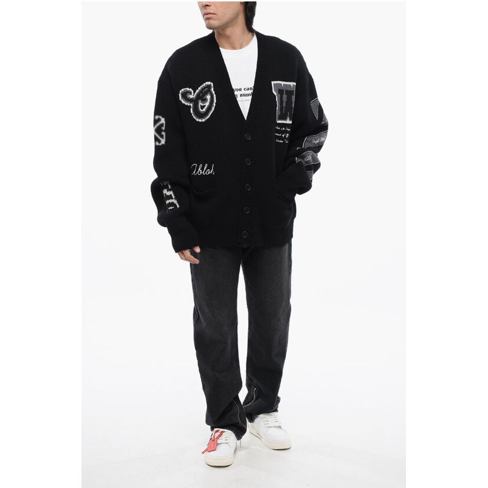 Off-White Wool Blend VARSITY Cardigan