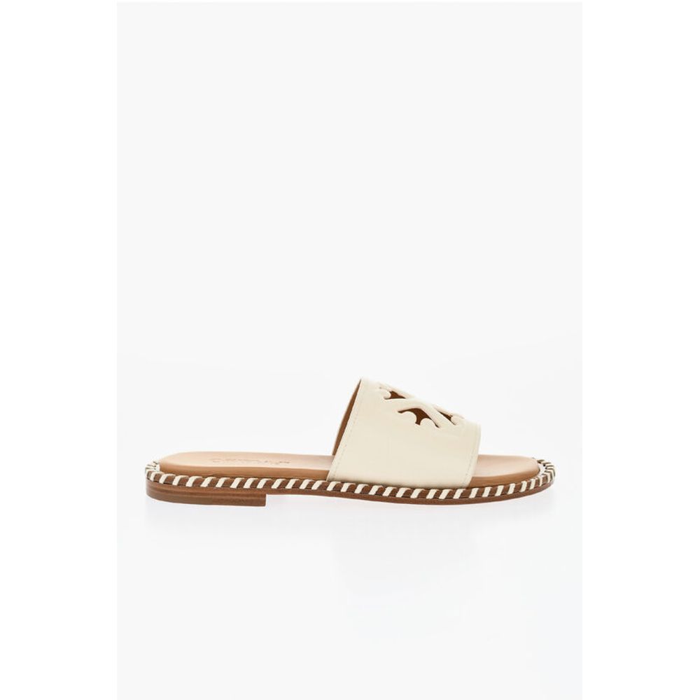 Off-White Leather TWIST Slides With Cut-Out Logo