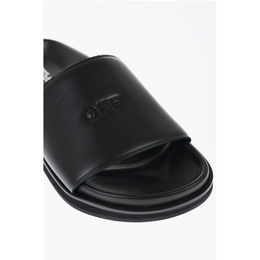 Off-White Leather CLOUD OFF STAMP Slides