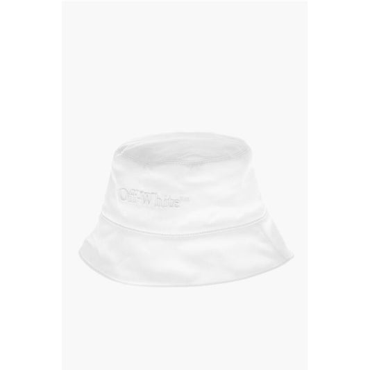 Off-White Solid Color Bucket Hat with Embossed Logo