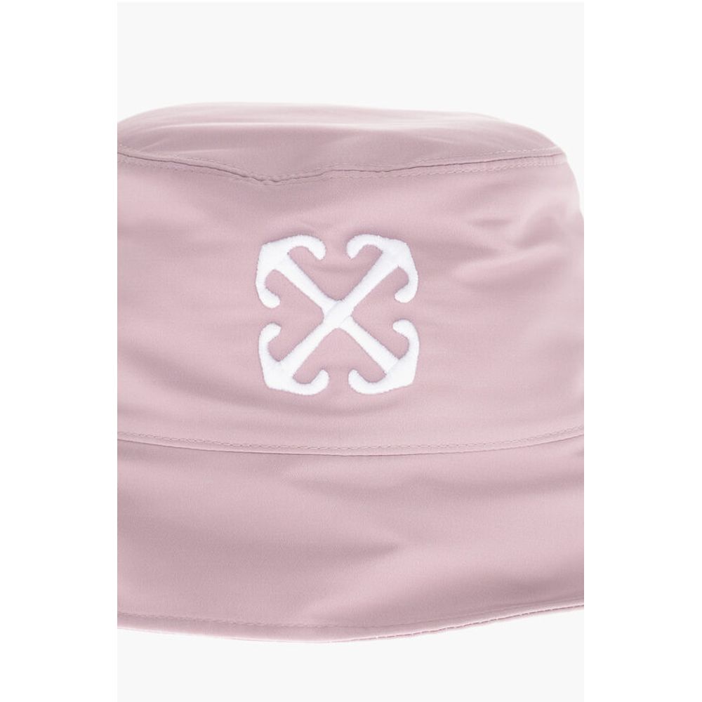 Off-White Solid Color Bucket Hat with Embossed Logo