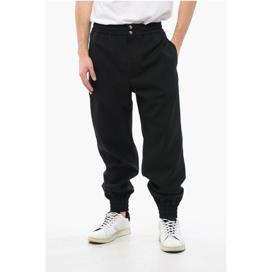 Alexander McQueen Wool Cuffed Pants with Elastic Waistband