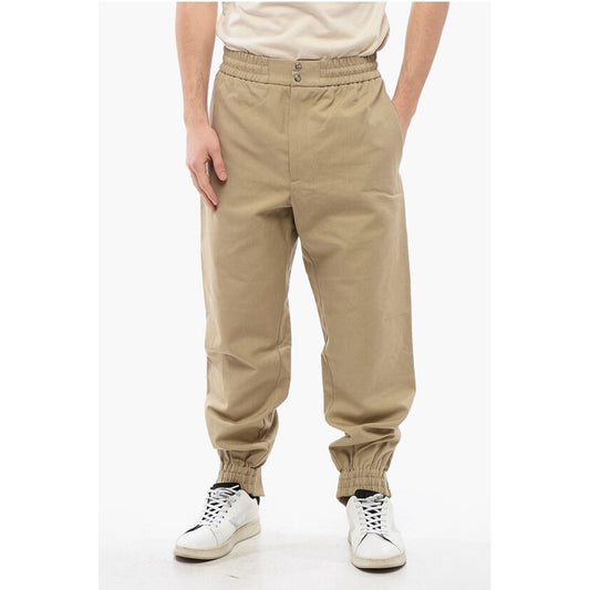 Alexander McQueen 4-Pocketed Cotton Pants with Elastic Cuffs