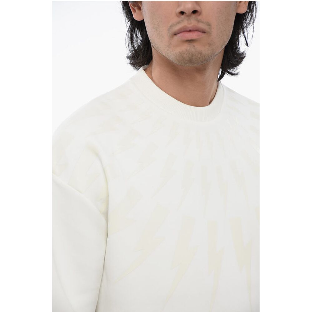 Neil Barrett Cotton Neoprene FAIRISLE THUNDERBOLT Easy Fit Sweatshirt