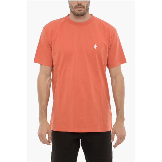 Marcelo Burlon Solid Color Crew-neck T-Shirt with Cross Embroidery