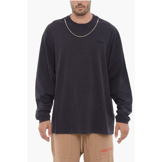 Ambush Long Sleeved Crew-neck T-Shirt with Silver-Tone Chain