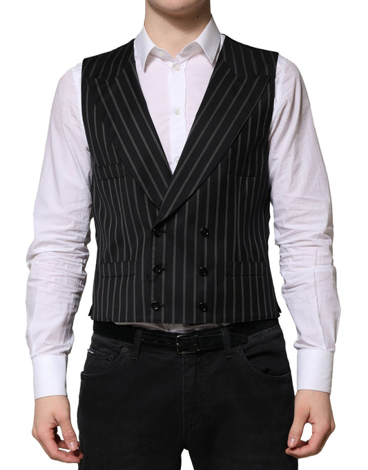 Dolce & Gabbana Black Wool Dress Formal Men Waistcoat Vest